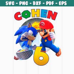 custom mario sonic 6th birthday png sublimation download