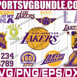 bundle 13 files lakers baseball team svg, lakers svg, nba teams svg, nba svg, png, dxf, eps, instant download