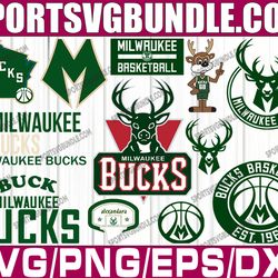 bundle 27 files milwaukee bucks basketball team svg, milwaukee bucks svg, nba teams svg, nba svg, png, dxf, eps
