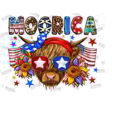 moorica highland cow png, sublimation design download, 4th of july, moorica cow png, digital downloads, american design,