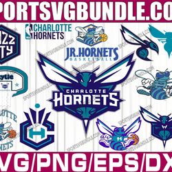 bundle 12 files charlotte hornets basketball team svg, charlotte hornets svg, nba teams svg, nba svg, png, dxf, eps