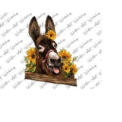 donkey with sunflower png, donkey with sunflowers png sublimation design, donkey png, farm animals png, farm png,farm do