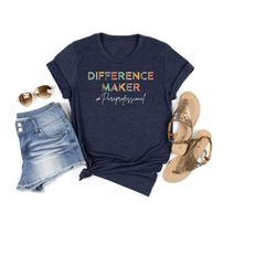 difference maker shirt, paraprofessional shirt, leopard teacher t-shirt, para squad tee, teacher appreciation apparel, s