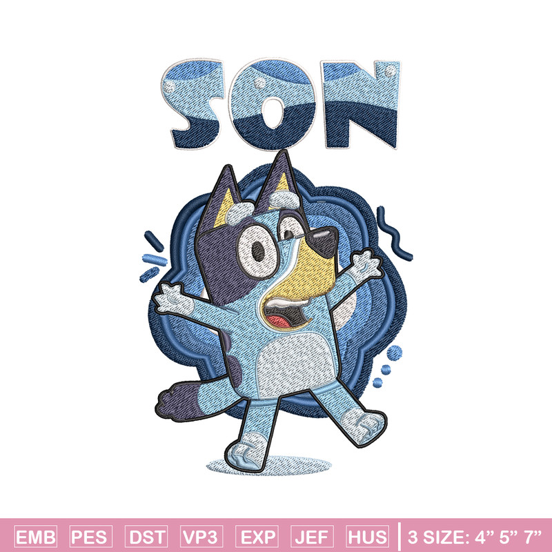Son Bluey Embroidery, Bluey Cartoon Embroidery, cartoon Embroidery, cartoon shirt, Embroidery File, Instant download..jpg