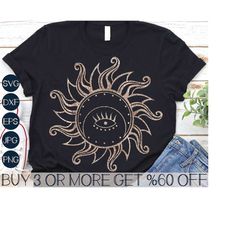 sun and moon svg, celestial svg, evil eye svg, boho svg, protective sun svg, mystical, png, files for cricut, sublimatio