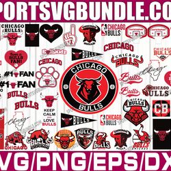 bundle 52 files chicago bulls basketball team svg, chicago bulls svg, nba teams svg, nba svg, png, dxf, eps