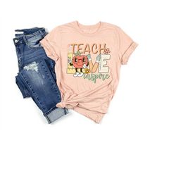 teach love inspire shirt gift for teachers, retro teacher shirt, teacher appreciation t-shirt, inspirational teacher tee