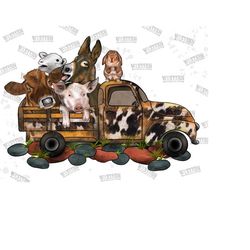 farm animal truck png, farmer design,farm watercolor clipart,farm clipart, farm animals clipart, western truck, sublimation design