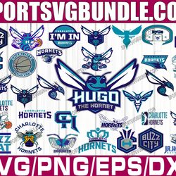 bundle 34 files charlotte hornets basketball team svg, charlotte hornets svg, nba teams svg, nba svg, png, dxf, eps