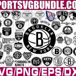bundle 44 files brooklyn nets basketball team, brooklyn nets svg, net svg, nba teams svg, nba svg, png, dxf, eps