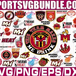 bundle 44 files miami heat basketball team svg, miami heat svg, nba teams svg, nba svg, png, dxf, eps, instant download