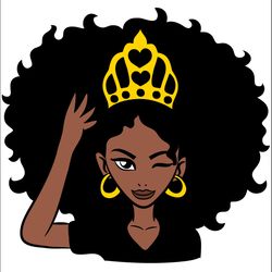 black queen crown woman svg, black girl svg, afro woman svg file, afro woman svg, black girl clipart, cut file
