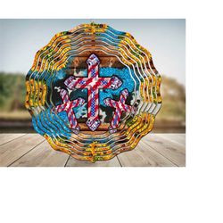 american cross sunflower wind spinner sublimation design,wind spinner, american wind spinner,faith  western wind spinner,digital download