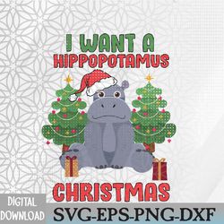 i want a hippopotamus for christmas lights santa hippo xmas svg, eps, png, dxf, digital download