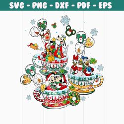 retro very merry christmas disney couple tea cup png file