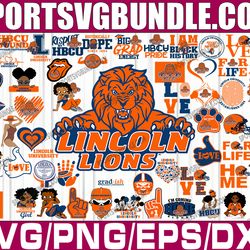 bundle 61 files lincoln university football team svg, lincoln university  svg, hbcu team svg, mega bundle, designs