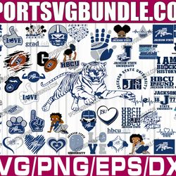 bundle 57 files jackson state football team svg, jackson state svg, hbcu team svg, mega bundle, designs, cricut, cutting