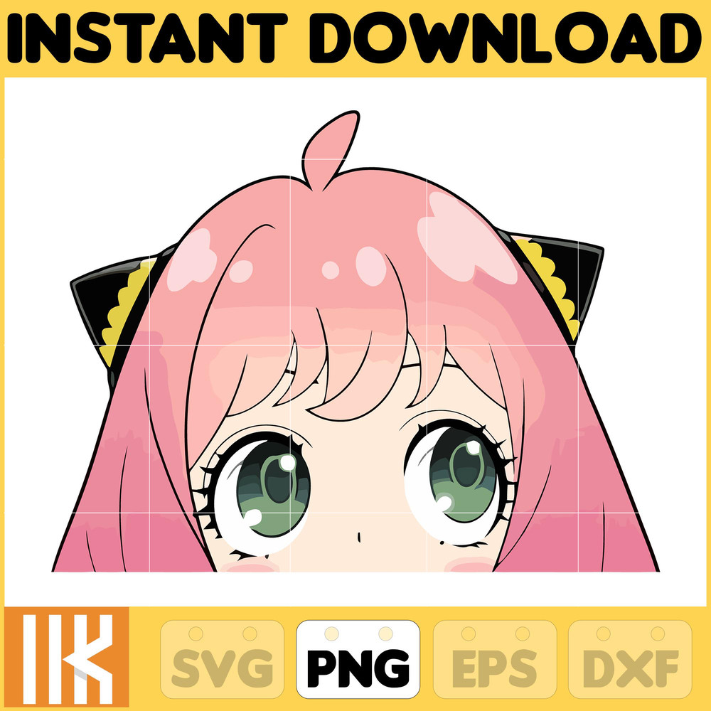 Anime Peeking Premium Graphic Design, Cute , Cool, Anime PNG, Print on Demand, Stickers, Anime Peeker (84).jpg