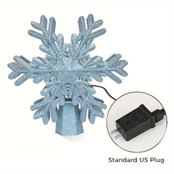 1pc christmas tree topper lights, christmas tree topper snowflake decoration with led rotating magic snowflake projector