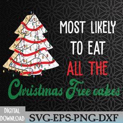 most likely to eat all the christmas tree cakes funny xmas svg, eps, png, dxf, digital download