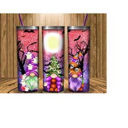 halloween gnomes png sublimation design, 20oz skinny tumbler png, halloween night gnomes png, halloween witch gnome png,