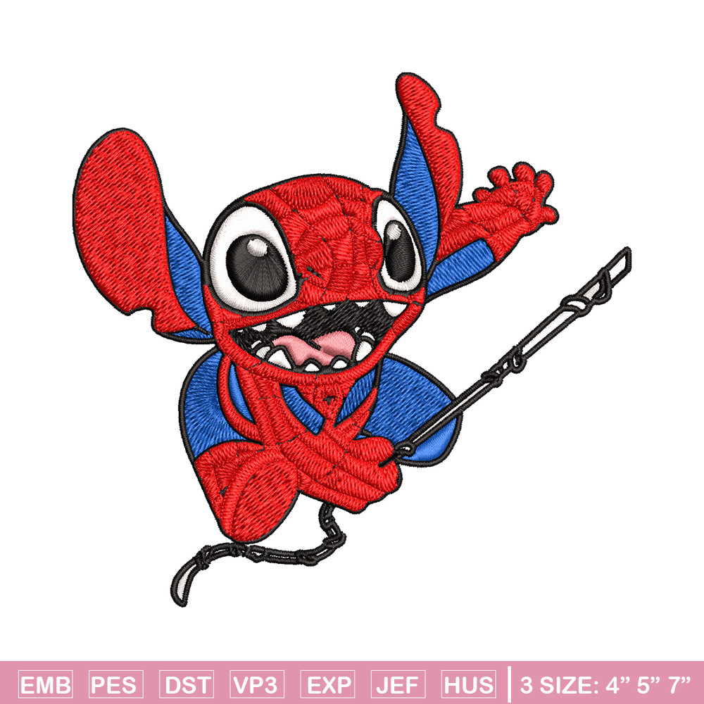 Stitch Spiderman Embroidery design, Stitch Embroidery, Embroidery File, cartoon design, logo shirt, Digital download..jpg