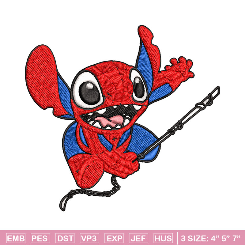 Stitch Spiderman Embroidery design, Stitch Embroidery, Embroidery File, cartoon design, logo shirt, Digital download..jpg