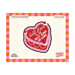 self love png svg, retro trendy heart cake design for shirts, stickers, tote bags and more, sublimation - commercial use