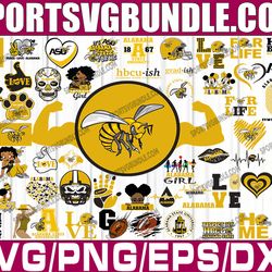 bundle 57 files alabama state university football team svg, alabama state university svg, hbcu team svg, mega bundle