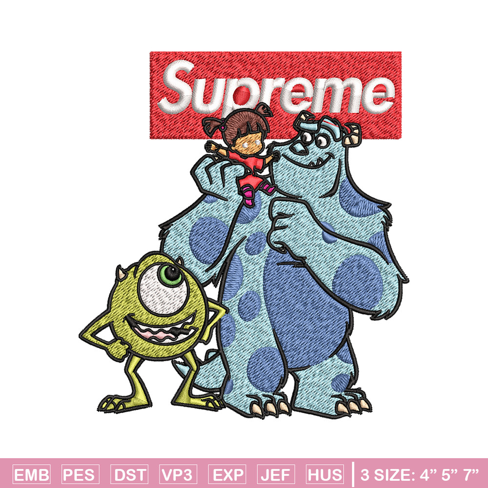 Sulley & Mike Monsters supreme Embroidery design, cartoon Embroidery, cartoon design, Embroidery File, Instant download..jpg