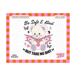 y2k teddy bear svg, retro character svg, mental health svg, motivational svg, be kind svg, retro svg, y2k, teddy bear svg, commercial use
