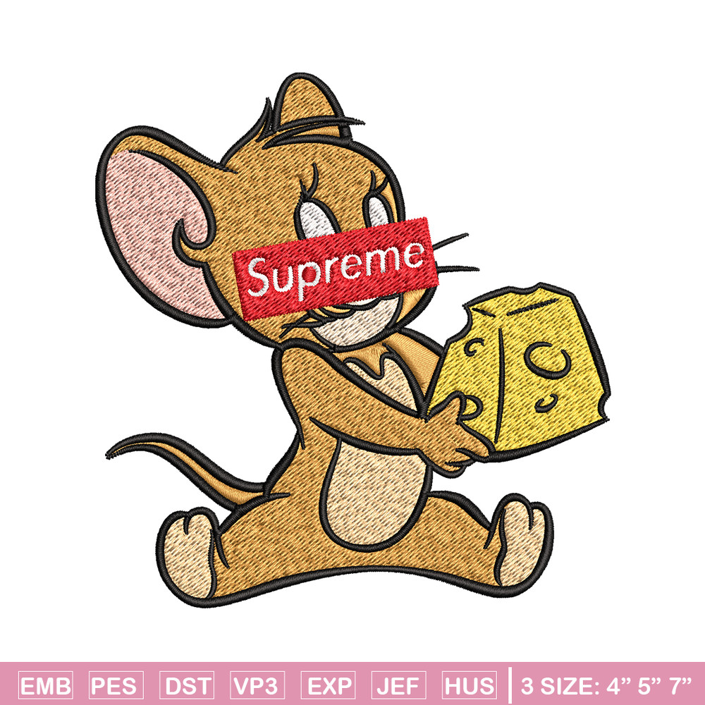 Supreme Cartoon Jerry Embroidery design, Disney cartoon Embroidery, cartoon design, Embroidery File, Digital download.jpg