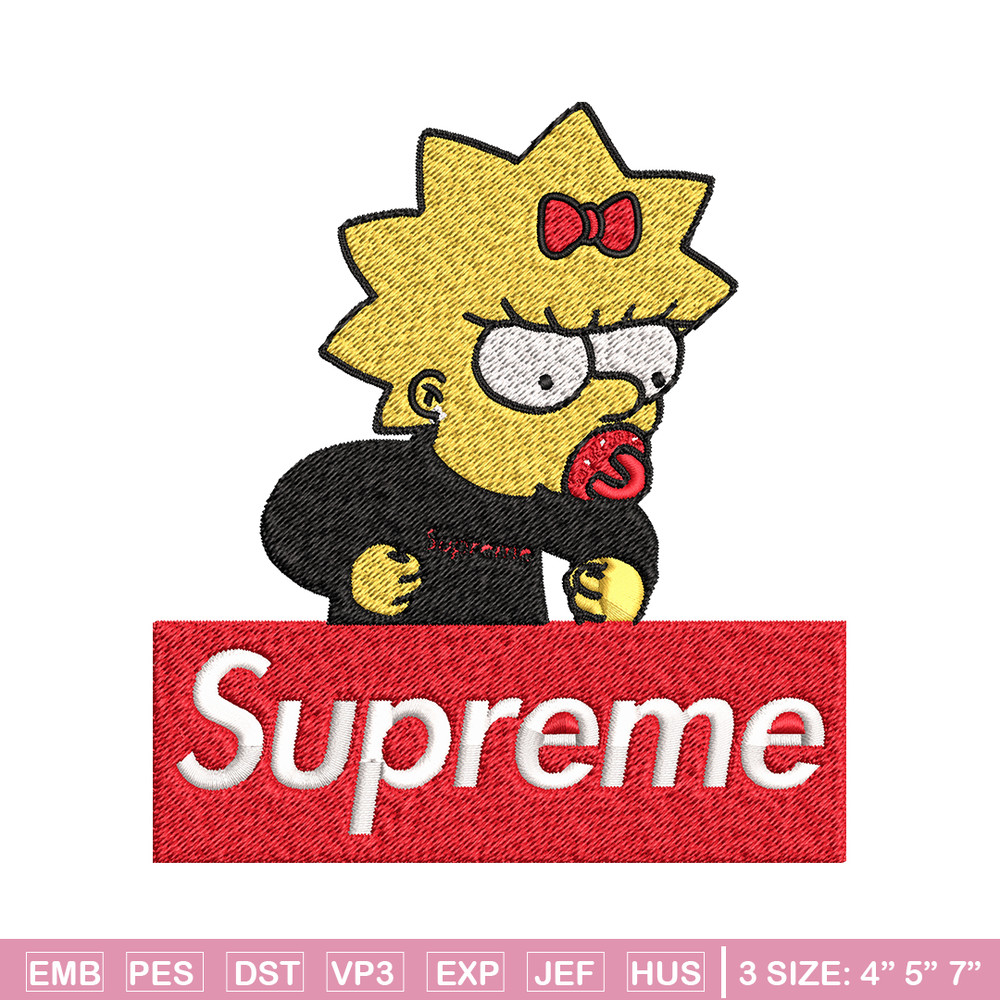 Supreme Lisa Simpson Embroidery design, Simpson Embroidery, cartoon design, Embroidery File, Digital download..jpg