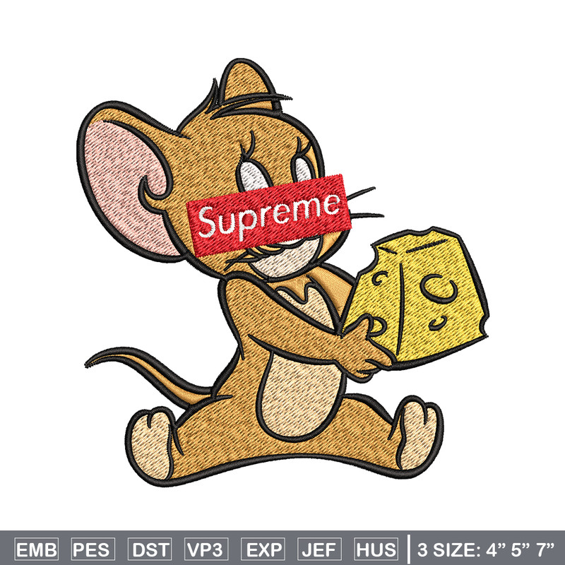 Supreme Cartoon Jerry Embroidery design, Disney cartoon Embroidery, cartoon design, Embroidery File, Digital download.jpg