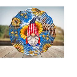 american gnome wind spinner sublimation design, gnome wind spinner, american wind spinner, sunflower western wind spinner, digital download