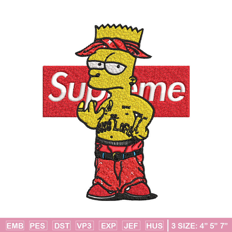 Supreme Simpson Embroidery design, Simpson Embroidery, cartoon design, Embroidery File, cartoon shirt, Digital download..jpg