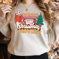 hot cocoa christmas t-shirt png, hot cocoa & christmas movies t-shirt png, christmas party shirt pngs, holiday family sh