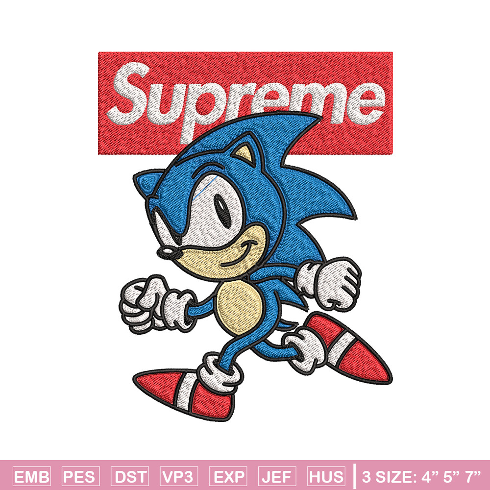 Supreme Sonic Embroidery design, Supreme Sonic Embroidery, cartoon design, Embroidery File, Instant download..jpg