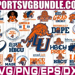 bundle 24 files lincoln university football team svg, lincoln university  svg, hbcu team svg, mega bundle, designs