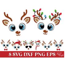 boy reindeer face svg file, christmas reindeer face, boy reindeer cut file, cute reindeer svg png cricut, boy christmas