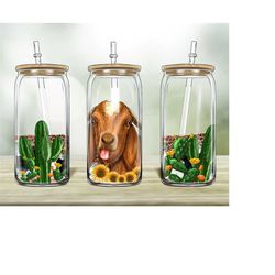 goat sunflower 16oz libbey glass png, tumbler sublimation design - design digital download png