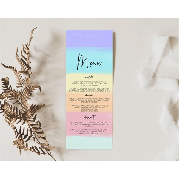 Pastel Menu Pastel Rainbow Menu Template Colorful Pastel Tab | Inspire ...