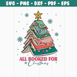 christmas tree all booked for christmas svg file for cricut