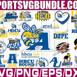 bundle 24 files allen university football team svg, allen university svg, hbcu team svg, mega bundle, designs, cricut