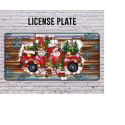 christmas truck gnomes license plate png sublimation design, christmas png, santa png, christmas truck, christmas licens