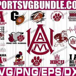 bundle 21 files alabama a&m university football team svg, alabama a&m university svg, hbcu team svg, mega bundle