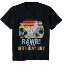 kids birthday boy dino t rex dinosaur boys matching family png