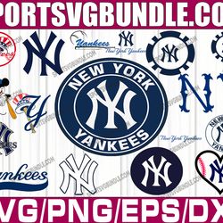 bundle 14 files new york yankees baseball team svg, new york yankees svg, mlb team svg, mlb svg, png, dxf, eps, jpg