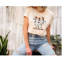 skeleton, halloween shirt, fall shirts, halloween, spooky, spooky season, halloween tshirt, pumkin, retro, graphic tee