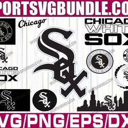 bundle 11 files chicago white sox baseball team svg, chicago white sox svg, mlb team  svg, mlb svg, png, dxf, eps, jpg